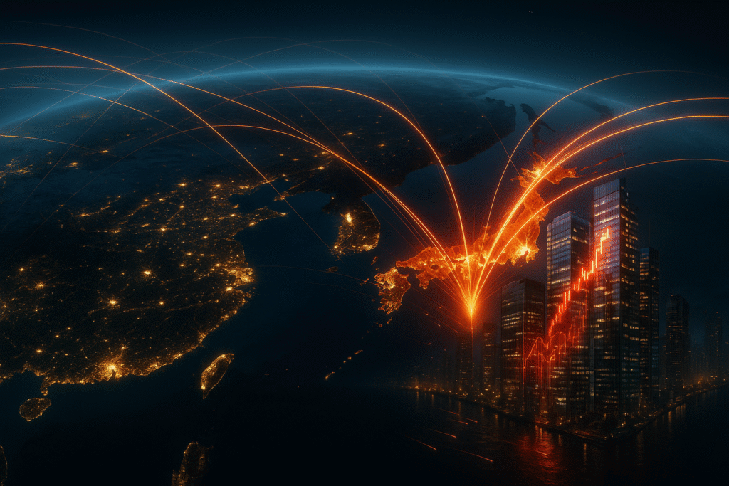 mapa da asia destacando japao coreia taiwan e mercados emergentes acessados via etfs